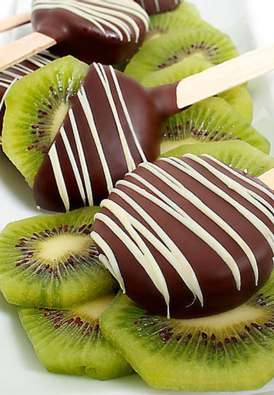 Chocolate Covered Kiwi Popsicles