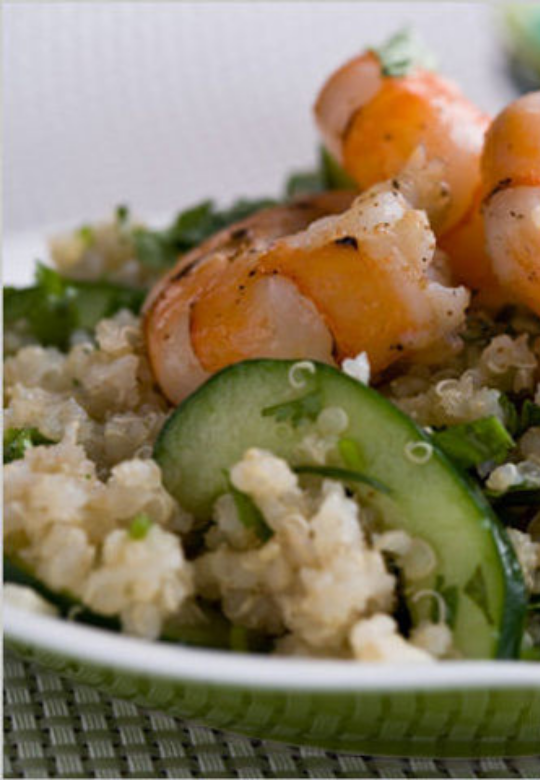 Quinoa Salad with Lime Dressing and Shrimp