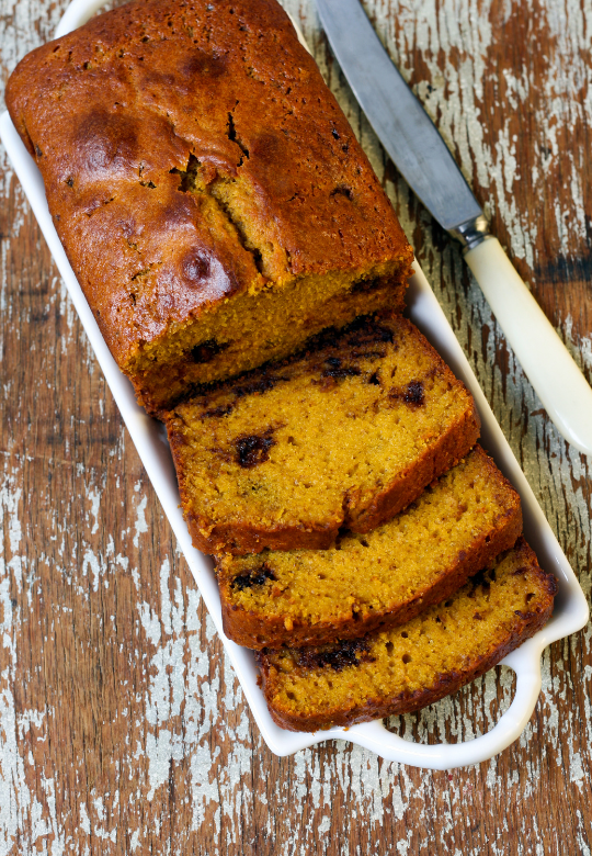 Paleo Pumpkin Bread with Chocolate Chips